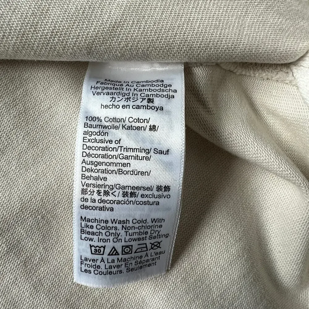 J Crew Rugby Shirt With Striped Placket Mens Large Natural